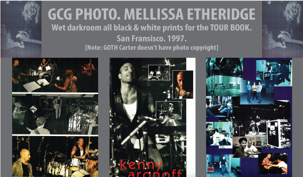 GOTH Carter wet darkroom photo prints for Mellissa Etheridge's TOUR BOOK. [USA. 1997]