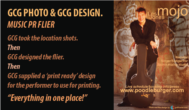 GCG DESIGN & PHOTOS - PERFORMER'S PHOTO AND FLIER.