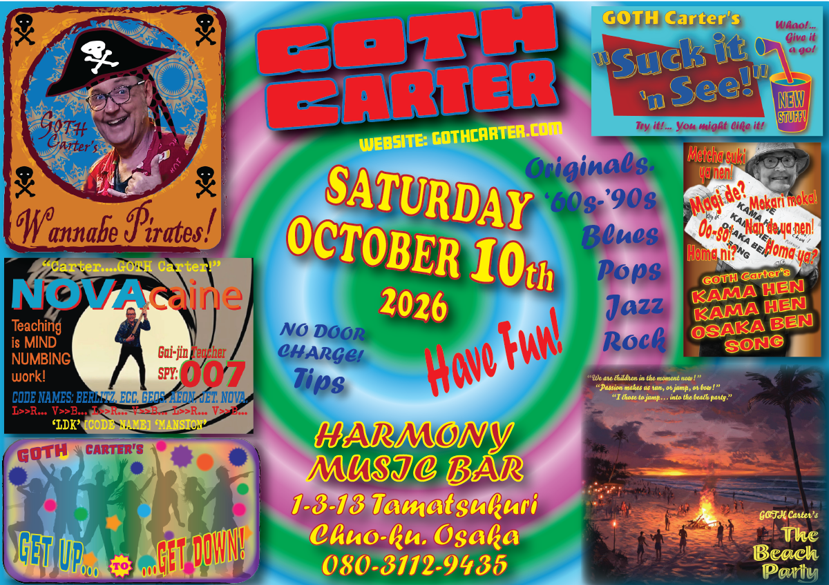 performance poster- goth carter at harmony bar tamatsukuri saturday october 10th 2026