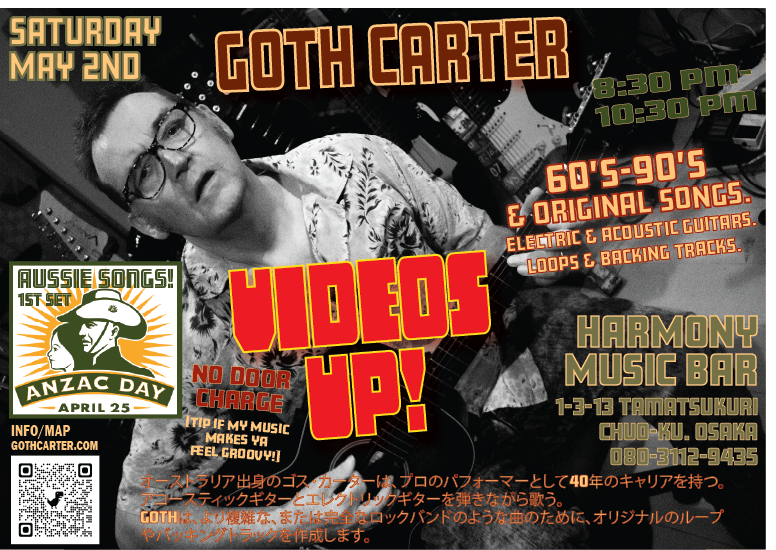 GOTH Carter performs HARMONY MUSIC BAR TAMATSUKURI - SATURDAY 2nd MAY 2026 POSTER